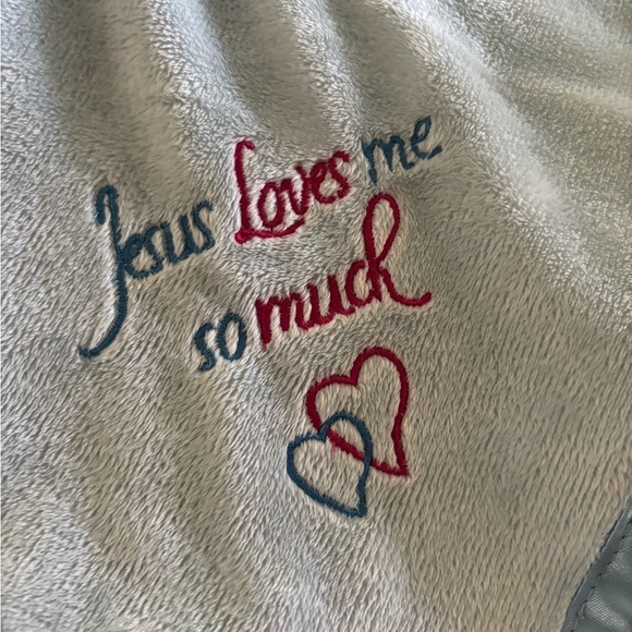Family Christian Blue Elephant Lovey Security Blanket Embroidered Jesus Loved Me - Picture 3 of 5